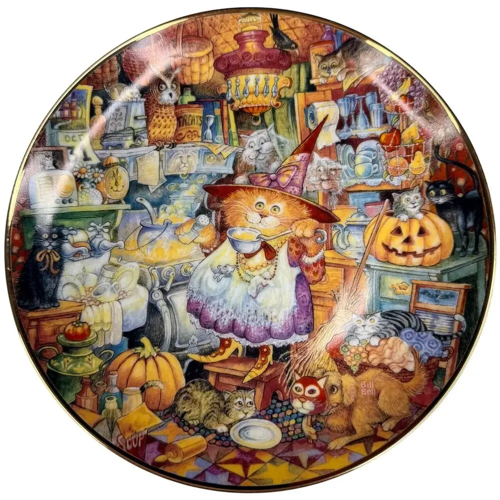 Vintage 1993 Franklin Mint Bill Bell Scaredy Cats Halloween Cat Collector Plate